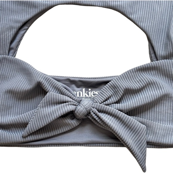 FRANKIE’S BIKINIS Ronnie Ribbed Top in Caviar Gray Size L - Picture 4 of 9